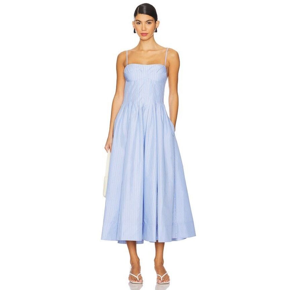 Simkhai Kittiya Midi Dress in Harbour Blue Stripe New with Tag Size 0